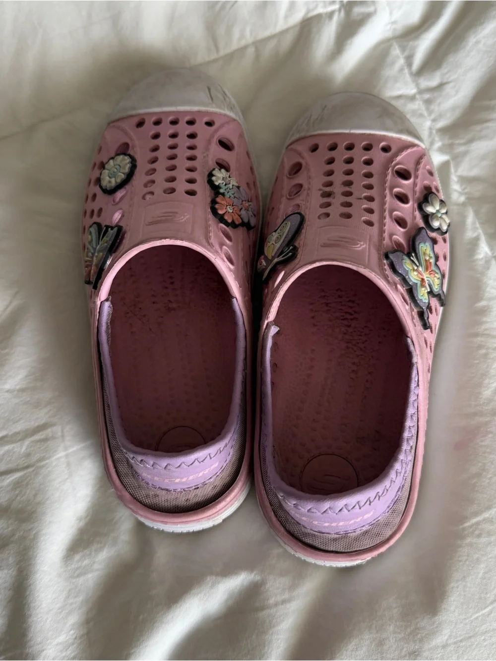 Skechers |Pink Slip-On |Kids Water Shoes with Flower & Butterflies|Girls Size 11